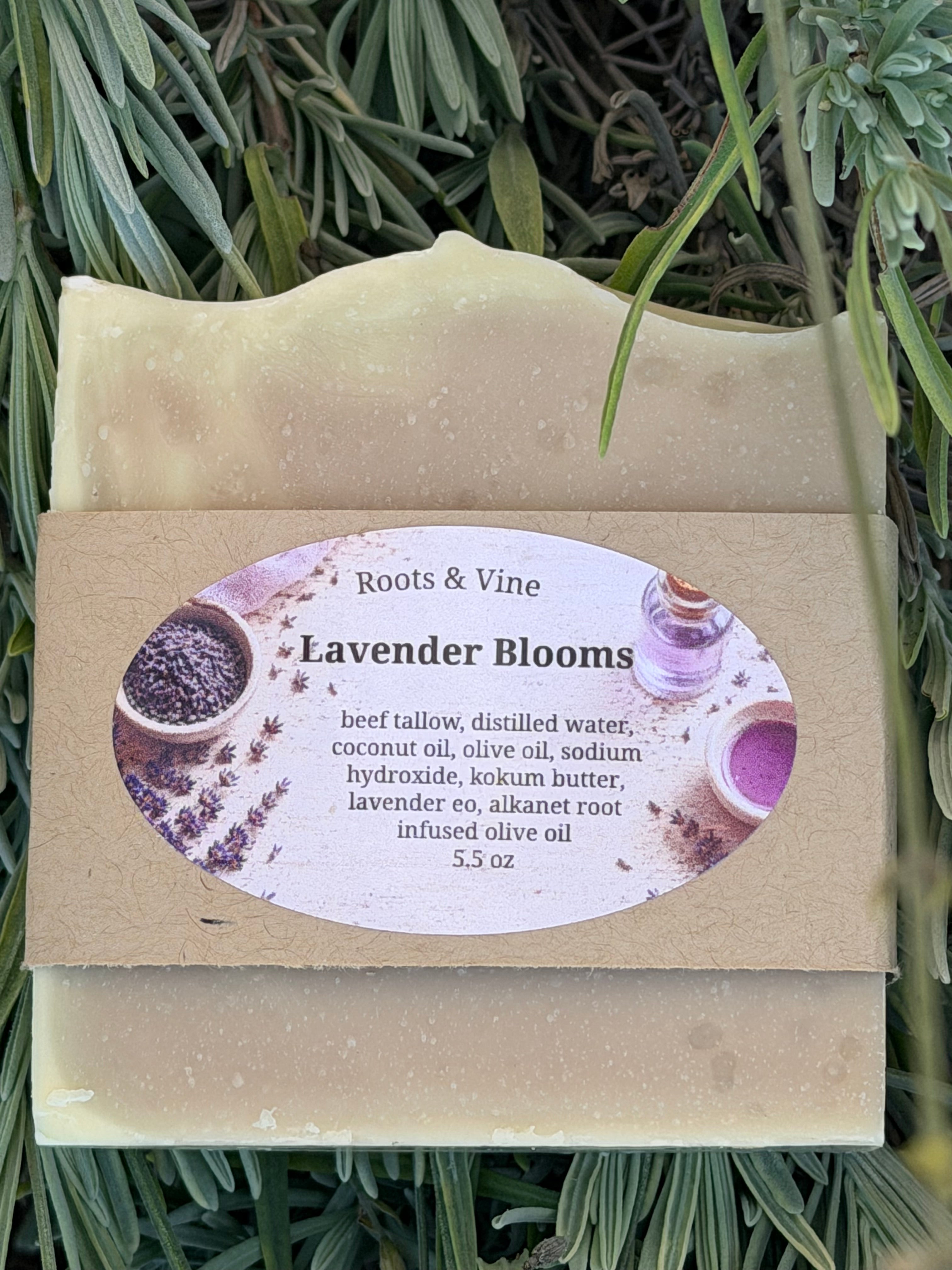 Lavender Blooms handcrafted artisan soap bar by Roots & Vine
